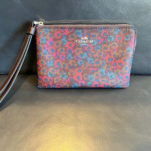 Coach flowered leather wristlet
